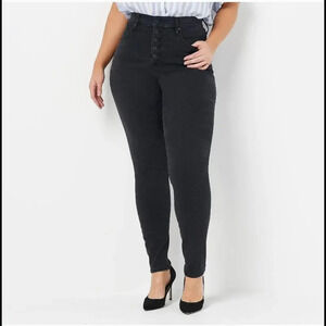 NWT All Worthy by Hunter McGrady Women's Skinny Ankle Denim Black Washed 12P